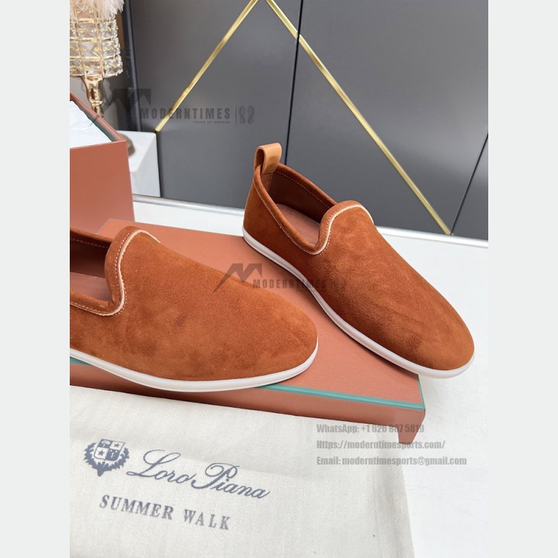 Loro Piana Venice Walk Loafer Men’s Shoes Dark Brick Suede Slip-On