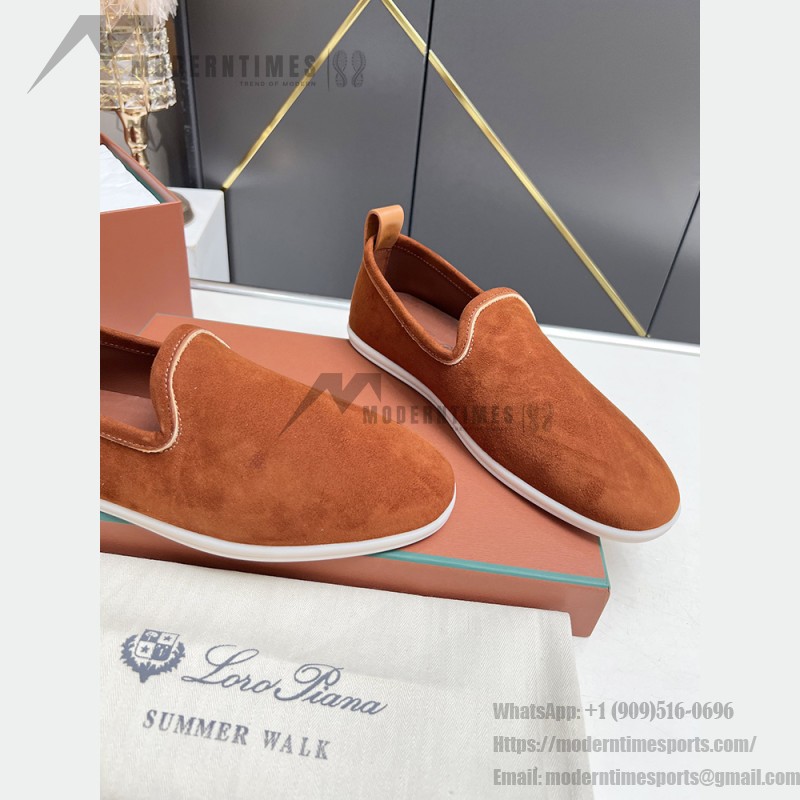 Loro Piana Venice Walk Loafer Men’s Shoes Dark Brick Suede Slip-On
