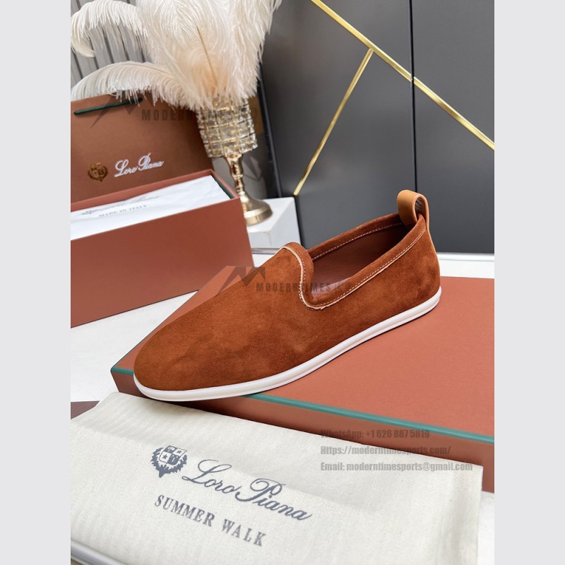 Loro Piana Venice Walk Loafer Men’s Shoes Dark Brick Suede Slip-On