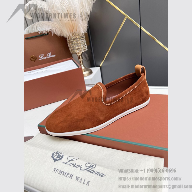 Loro Piana Venice Walk Loafer Men’s Shoes Dark Brick Suede Slip-On