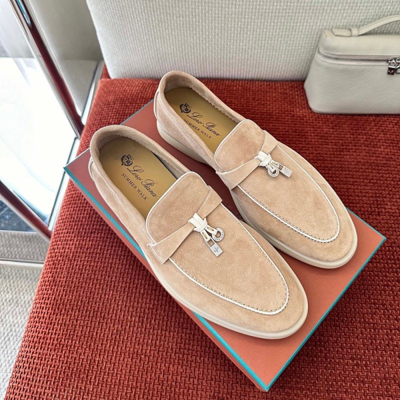 Loro Piana Damen-Sommer-Charm-Walk-Loafer FAL5899-30D3 Vorderansicht Rosa Lederslipper