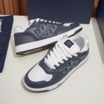 DIOR B27 Uptown Low-Top Sneaker 3SN272AFY H58E in calfskin and a blue Dior Oblique denim panel, single side view