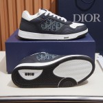 DIOR B27 Uptown Low-Top Sneaker 3SN272AFY H58E in calfskin and a blue Dior Oblique denim panel, single side view