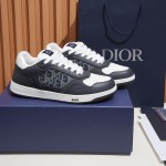 DIOR B27 Uptown Low-Top Sneaker 3SN272AFY H58E in calfskin and a blue Dior Oblique denim panel, single side view