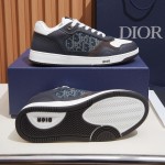 DIOR B27 Uptown Low-Top Sneaker 3SN272AFY H58E in calfskin and a blue Dior Oblique denim panel, single side view