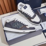 DIOR B27 Uptown Low-Top Sneaker 3SN272AFY H58E in calfskin and a blue Dior Oblique denim panel, single side view