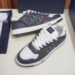 DIOR B27 Uptown Low-Top Sneaker 3SN272AFY H58E in calfskin and a blue Dior Oblique denim panel, single side view