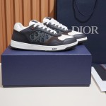 DIOR B27 Uptown Low-Top Sneaker 3SN272AFY H58E in calfskin and a blue Dior Oblique denim panel, single side view
