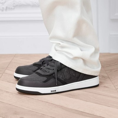DIOR B27 Uptown Low-Top Sneaker Dark Grey Grained Calfskin & Dior Gravity Leather 3SN272AFD H820 – Luxury Designer Shoes