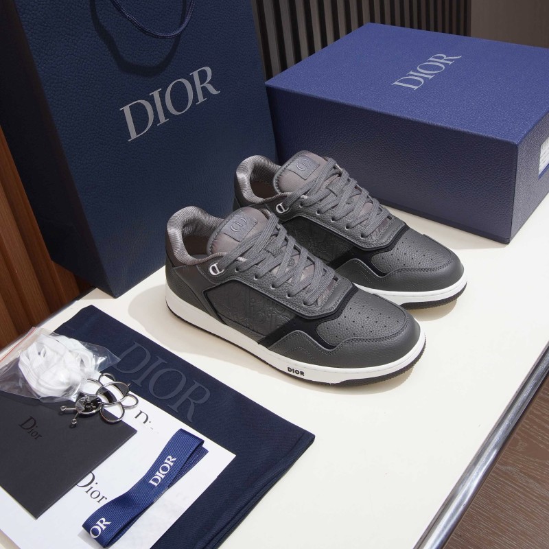 DIOR B27 Uptown Low-Top Sneaker 3SN272AFD H820 in dark grey grained calfskin with Dior Gravity leather, single side view