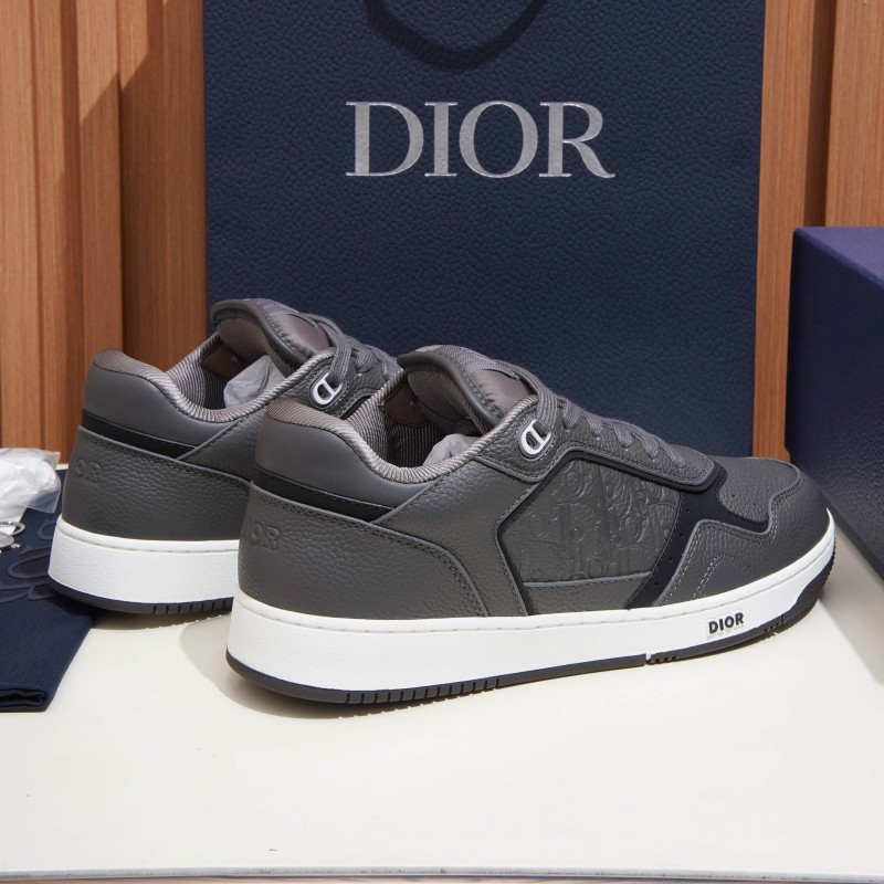 DIOR B27 Uptown Low-Top Sneaker 3SN272AFD H820 in dark grey grained calfskin with Dior Gravity leather, single side view