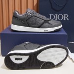 DIOR B27 Uptown Low-Top Sneaker 3SN272AFD H820 in dark grey grained calfskin with Dior Gravity leather, single side view