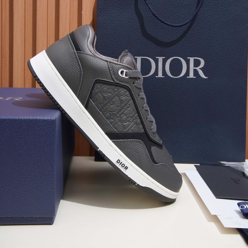 DIOR B27 Uptown Low-Top Sneaker 3SN272AFD H820 in dark grey grained calfskin with Dior Gravity leather, single side view