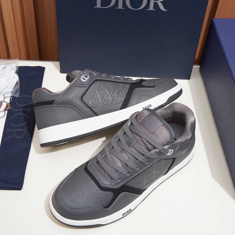 DIOR B27 Uptown Low-Top Sneaker 3SN272AFD H820 in dark grey grained calfskin with Dior Gravity leather, single side view