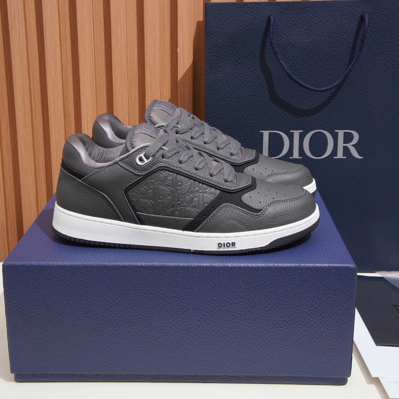 DIOR B27 Uptown Low-Top Sneaker 3SN272AFD H820 in dark grey grained calfskin with Dior Gravity leather, single side view