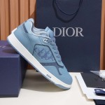 DIOR B27 Uptown Low-Top Sneaker 3SN272AFD H50B in light blue grained calfskin with Dior Gravity leather, single side view