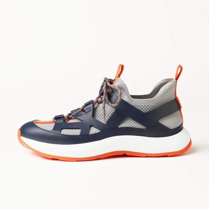 HERMES Katana men’s luxury sneakers grey navy side view
