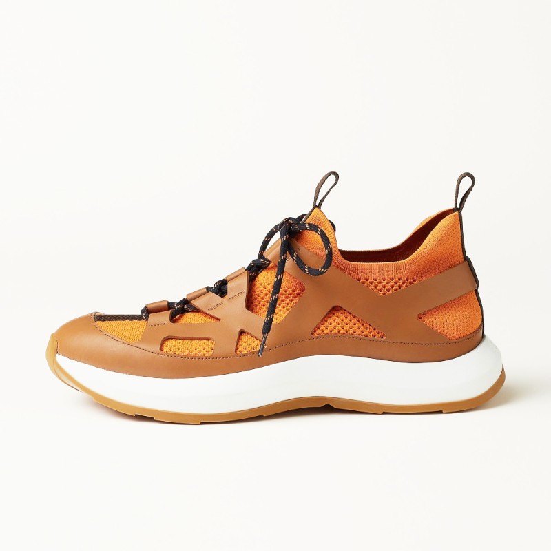 HERMES Katana Sneakers H251981ZHO1400 Orange H Naturel men’s luxury sport shoes