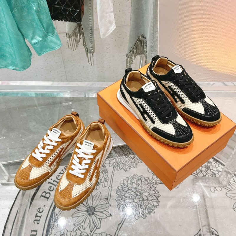 HERMES Jet Sneakers H251134Zv5K340 Beige Lin Naturel luxury mesh sneakers side view