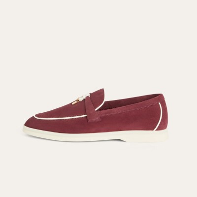 Loro Piana Women's Summer Charms Walk Loafer FAL5899-Q07N | Azuki Beans Luxury Leather Shoes for Women
