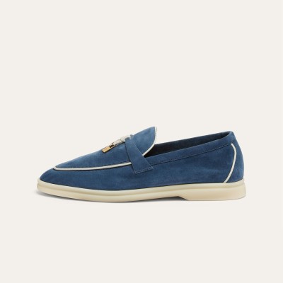 Loro Piana Women's Summer Charms Walk Loafer FAL5899-W1CZ | Deep Blue Luxury Leather Shoes for Women
