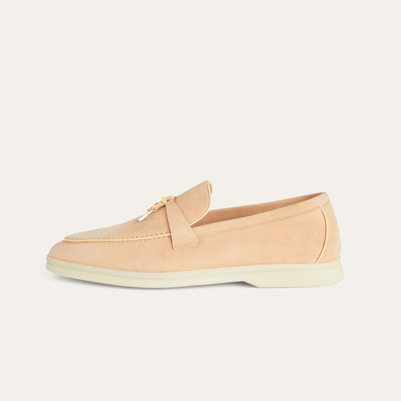 Loro Piana Women's Summer Charms Walk Loafer FAL5899-30D3 Pink Leather Loafers Loro Piana Women's Summer Charms Walk Loafer FAL5899-30D3 Front View Pink Leather Loafers