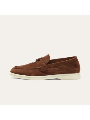 Loro Piana Summer Charms Walk Loafer FAE5444-E424 Saddle-Brown Women's Luxury Designer Flats