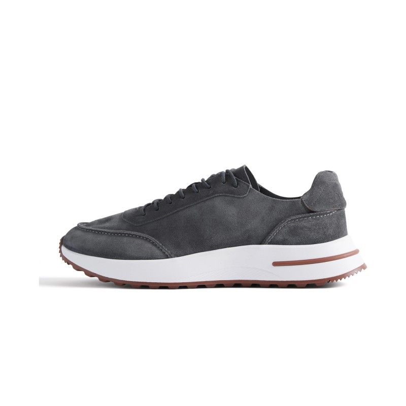 Loro Piana Week-End Walk Sneaker FAM1720 Men Dark Gray Suede Sneakers Loro Piana Week-End Walk Sneaker FAM1720 Men Dark Gray Suede Casual Shoes White Sole