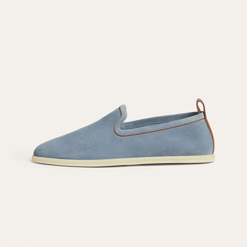 Loro Piana Venice Walk Loafer Men’s Shoes Brisk Blue Suede Slip-On