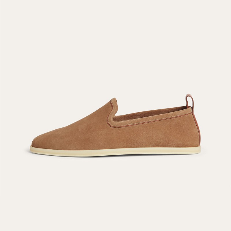 Loro Piana Venice Walk Loafer Men’s Shoes in Dark Birch Suede – Luxury Slip-On FAN1318-H15D