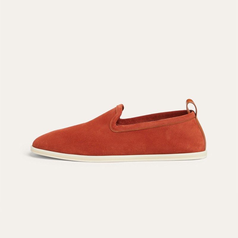 Loro Piana Venice Walk Loafer Men’s Shoes Dark Brick Suede Slip-On