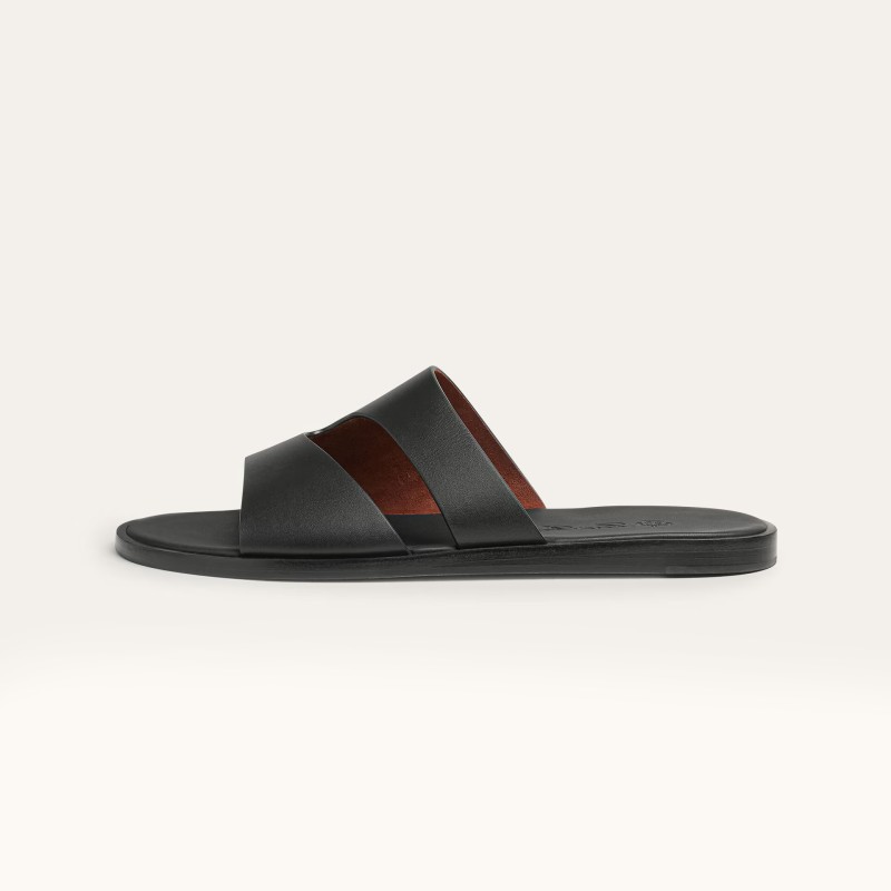 Loro Piana Pilat Plain Walk Sandal FAP1185-8000 Black Men's Comfort Sandals Front View