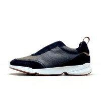 Loro Piana Modular Walk Sneaker FAL6187 Black Leather & Suede – Luxury Low-Top Sneakers