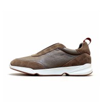 Loro Piana Modular Walk Sneaker FAL6187 Dark Brown Leather & Suede – Luxury Low-Top Sneakers