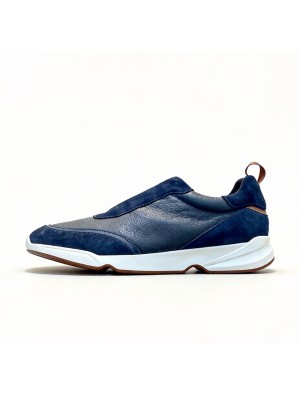 Loro Piana Modular Walk Sneaker FAL6187 Navy Blue Leather & Suede – Luxury Low-Top Sneakers