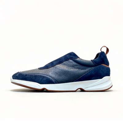 Loro Piana Modular Walk Sneaker FAL6187 Navy Blue Leather & Suede – Luxury Low-Top Sneakers