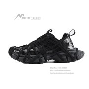 Balenciaga Runner Kith Four.Color 7.0 - All-Black Futuristic Sneakers with Bold Strap Design for Street Style