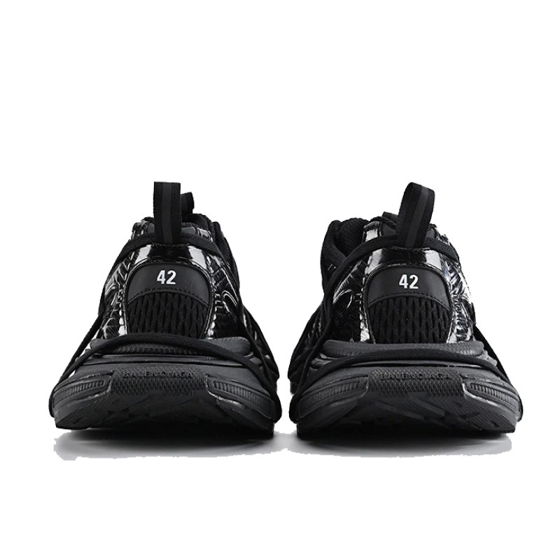 Balenciaga Runner Kith Four.Color 7.0 - All-Black Futuristic Sneakers with Strap Design
