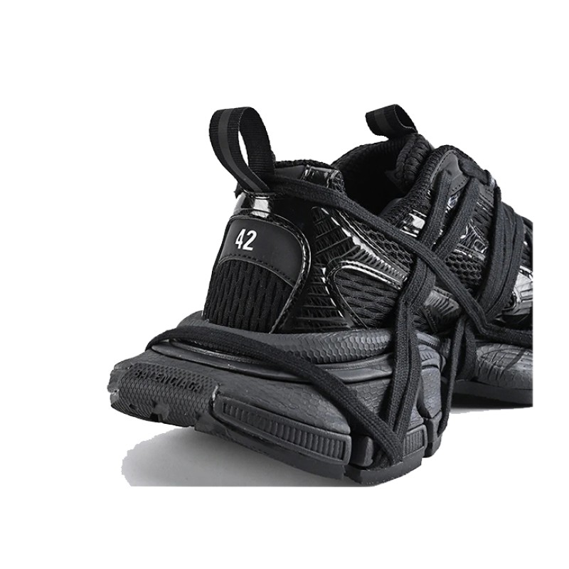 Balenciaga Runner Kith Four.Color 7.0 - All-Black Futuristic Sneakers with Strap Design