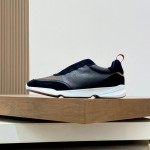 Loro Piana Modular Walk Sneaker FAL6187 in black leather and suede with a chunky sculpted sole, single side view