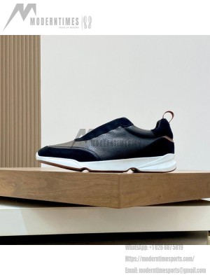 Loro Piana Modular Walk Sneaker FAL6187 Black Leather & Suede – Luxury Low-Top Sneakers