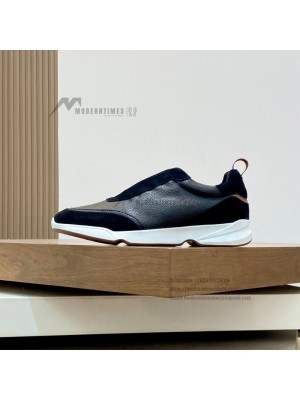 Loro Piana Modular Walk Sneaker FAL6187 Black Leather & Suede – Luxury Low-Top Sneakers
