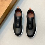 Loro Piana Modular Walk Sneaker FAL6187 in black leather and suede with a chunky sculpted sole, single side view