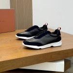Loro Piana Modular Walk Sneaker FAL6187 in black leather and suede with a chunky sculpted sole, single side view