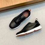 Loro Piana Modular Walk Sneaker FAL6187 in black leather and suede with a chunky sculpted sole, single side view