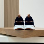Loro Piana Modular Walk Sneaker FAL6187 in black leather and suede with a chunky sculpted sole, single side view