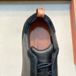 Loro Piana Modular Walk Sneaker FAL6187 in black leather and suede with a chunky sculpted sole, single side view