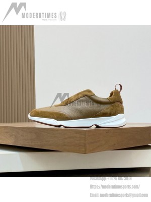 Loro Piana Modular Walk Sneaker FAL6187 Camel Tan Leather & Suede – Luxury Low-Top Sneakers
