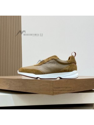 Loro Piana Modular Walk Sneaker FAL6187 Camel Tan Leather & Suede – Luxury Low-Top Sneakers