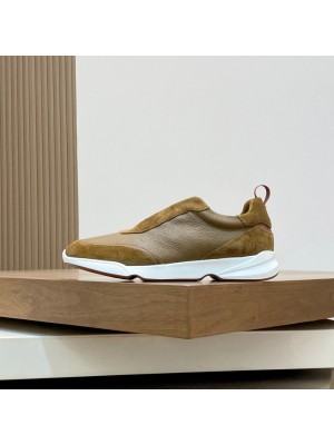 Loro Piana Modular Walk Sneaker FAL6187 Camel Tan Leather & Suede – Luxury Low-Top Sneakers